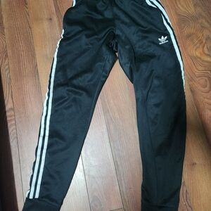 adidas Black Track Joggers with White Three-Stripes